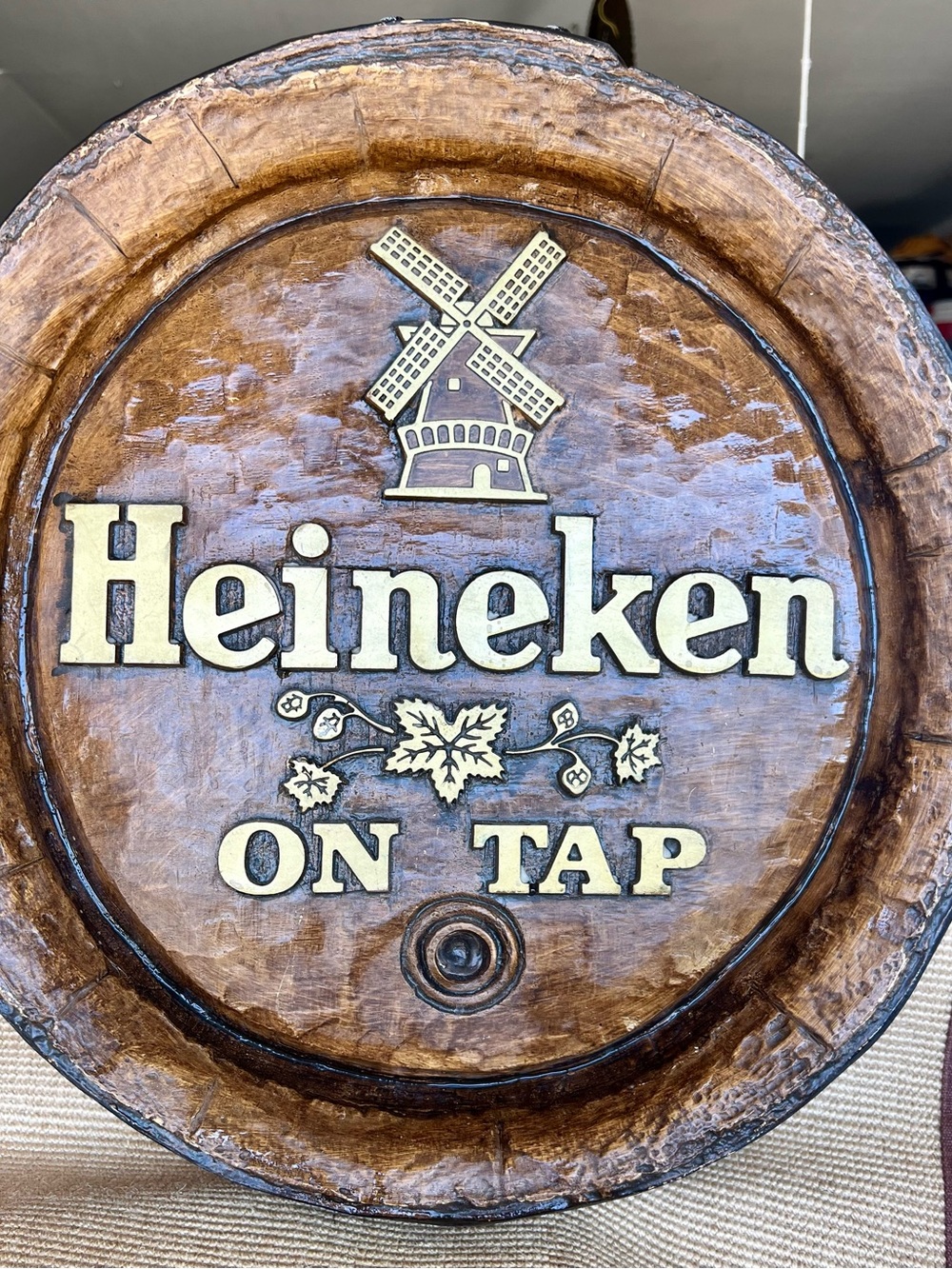 On Tap Decorative Wall Barrel Plaque - Brown/Gold